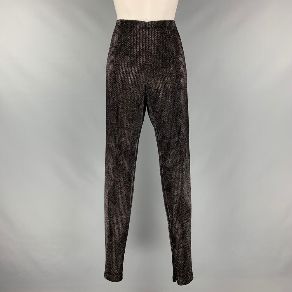 AREA Size L Black Viscose Blend Metallic Side Zipper Casual Pants